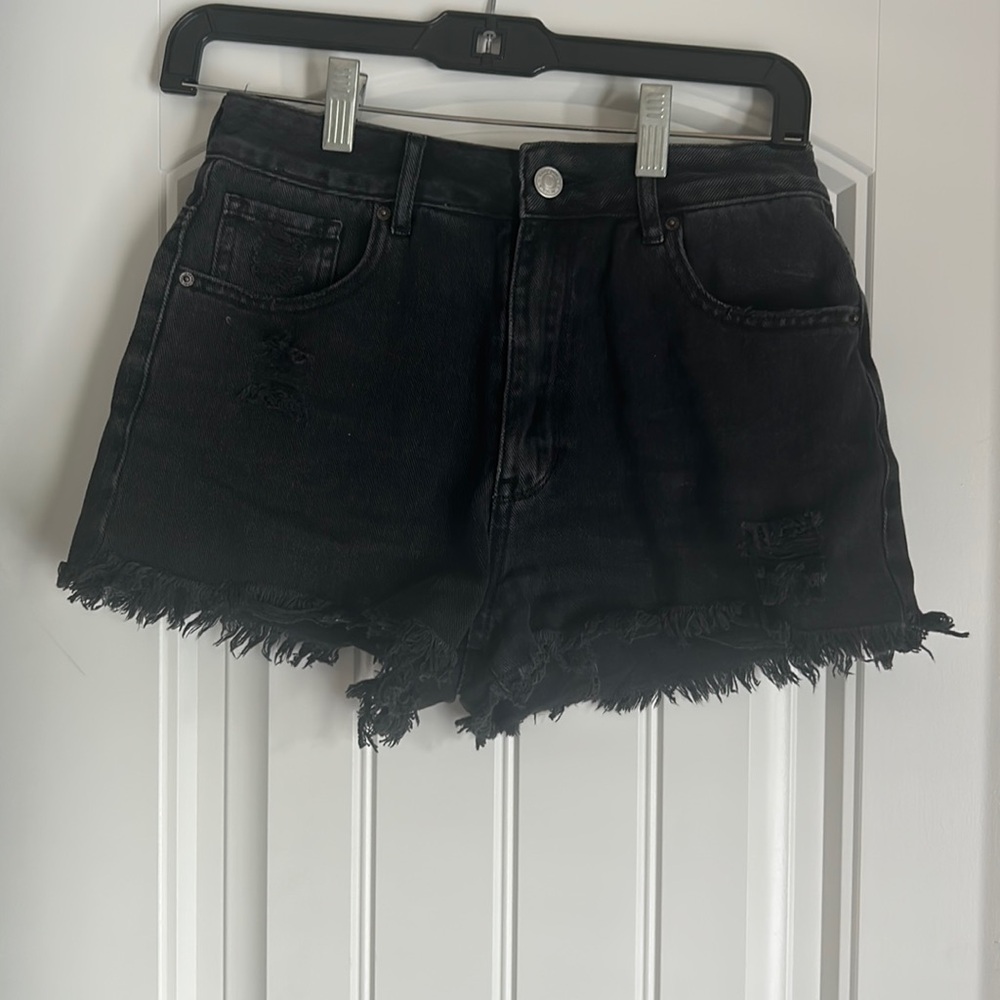 Black Pacsun High Rise Festival Ripped Jean Shorts